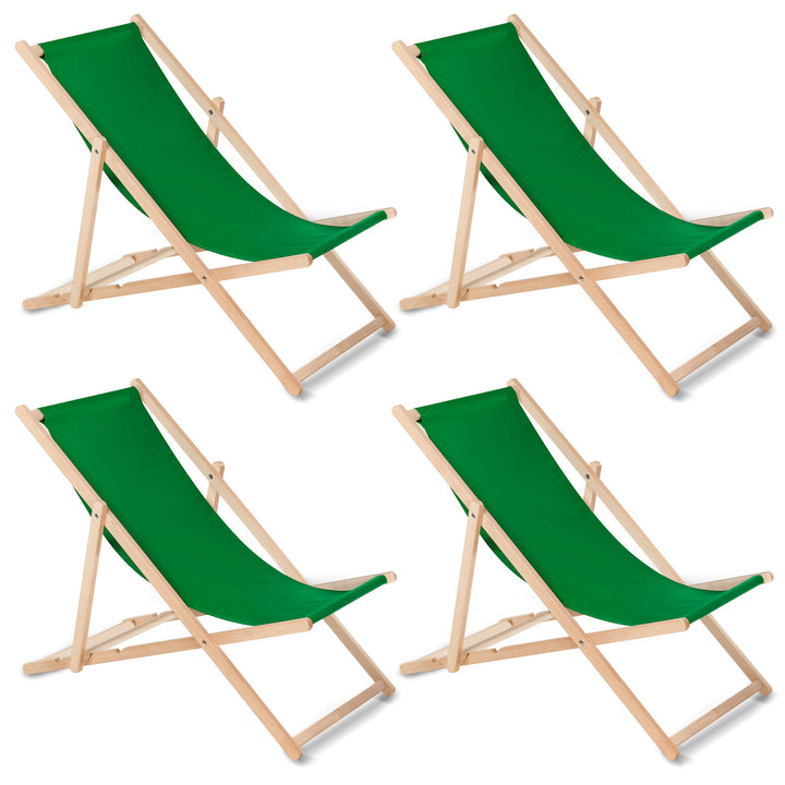 GreenBlue GB183 chaise longue classique en hêtre vert, 4 pièces