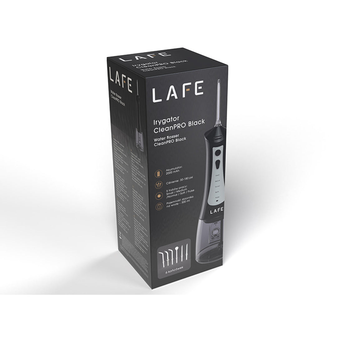 Irrigateur dentaire LAFE, 5 modes, 6 embouts, noir, CleanPRO