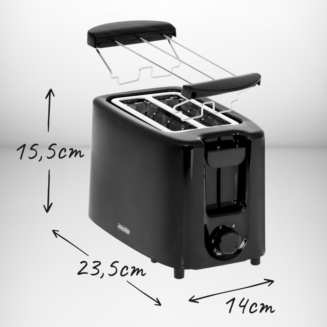 Mesko toaster, grille-pain 2 tranches, 900W, noir, MS 3220