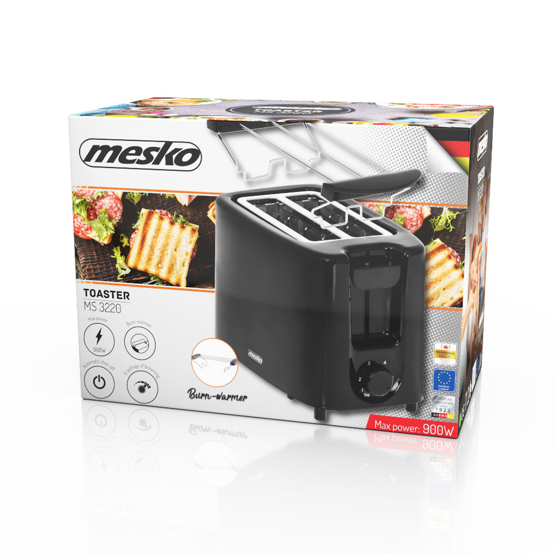 Mesko toaster, grille-pain 2 tranches, 900W, noir, MS 3220