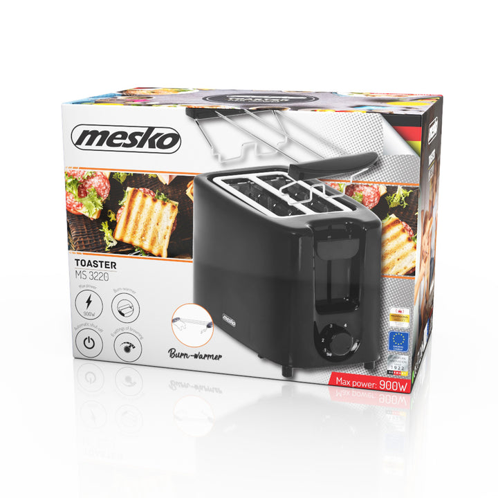 Mesko toaster, grille-pain 2 tranches, 900W, noir, MS 3220