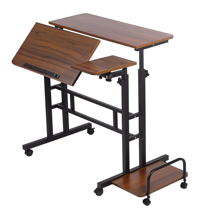 Maclean mobile laptop table desk, noir, top 80x60cm, 50kg max, hauteur réglable 67-115 cm, MC-124 B