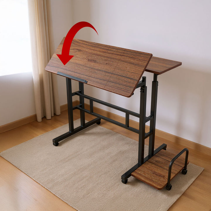 Maclean mobile laptop table desk, noir, top 80x60cm, 50kg max, hauteur réglable 67-115 cm, MC-124 B