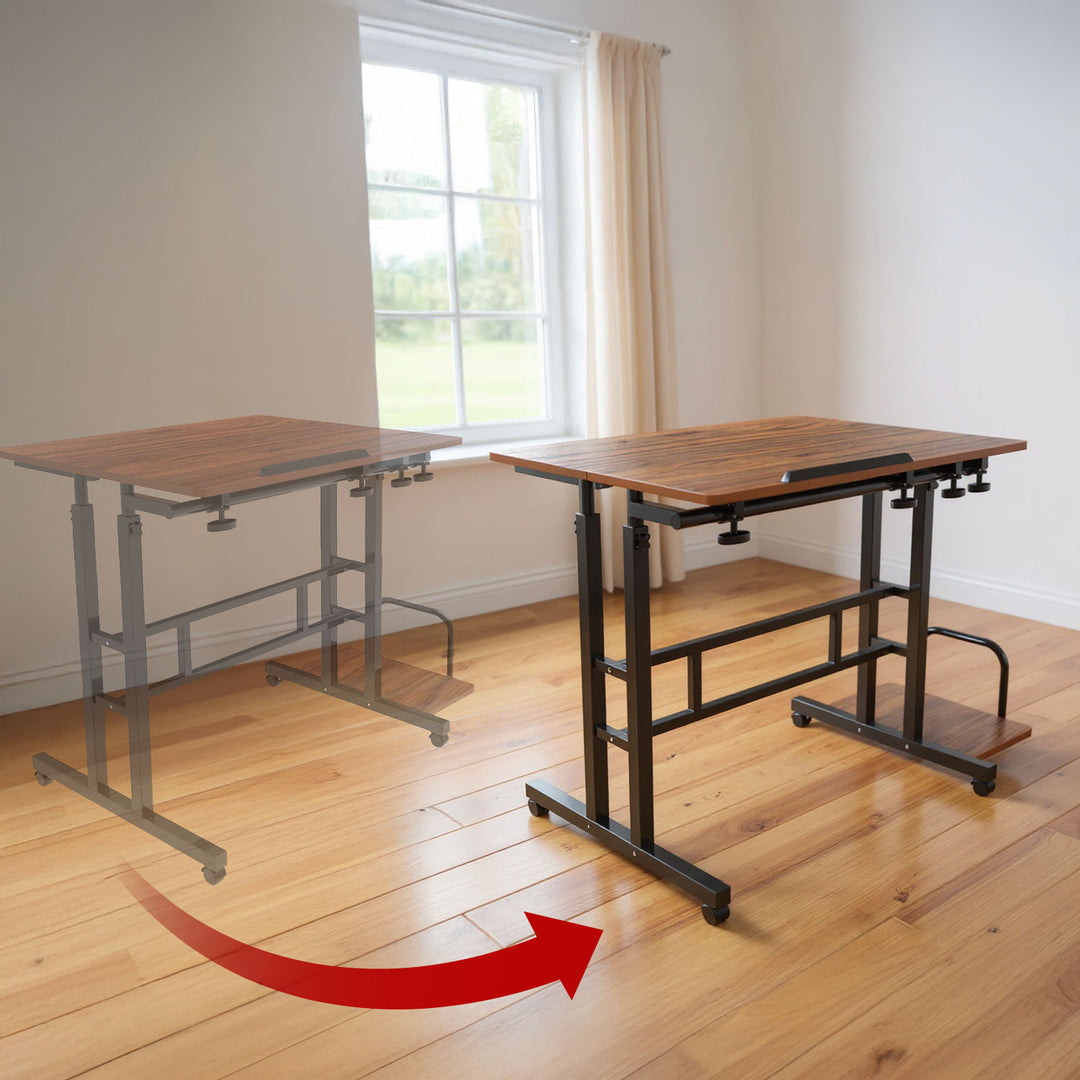 Maclean mobile laptop table desk, noir, top 80x60cm, 50kg max, hauteur réglable 67-115 cm, MC-124 B