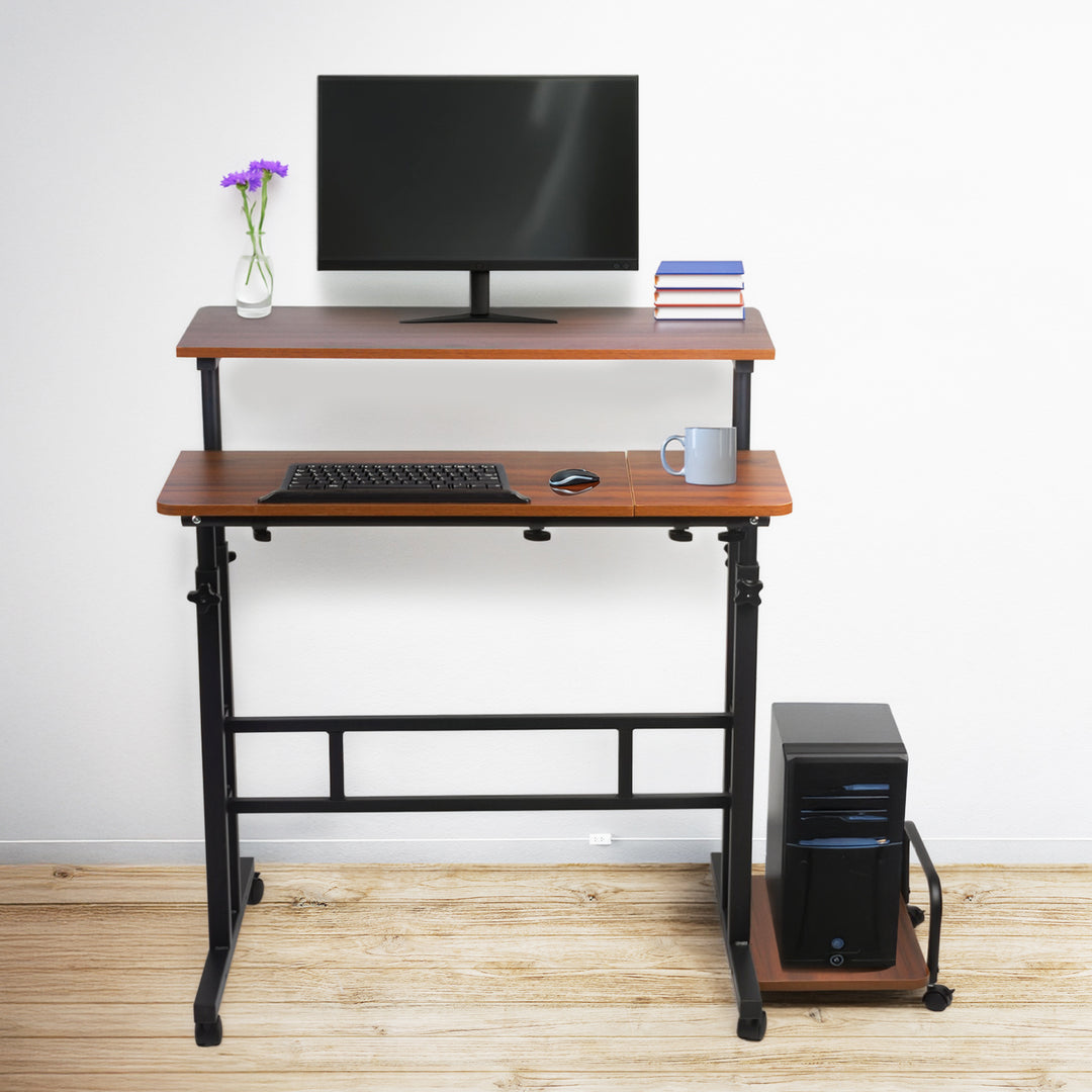 Maclean mobile laptop table desk, noir, top 80x60cm, 50kg max, hauteur réglable 67-115 cm, MC-124 B