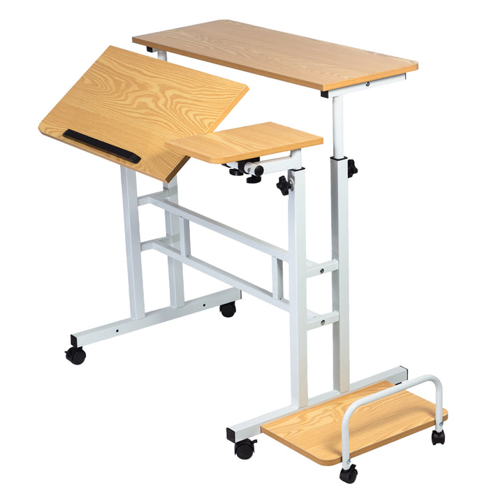 Maclean mobiele laptoptafel, wit, blad 80x60 cm, max. 50 kg, hoogteverstelling 67-115 cm, MC-124 W