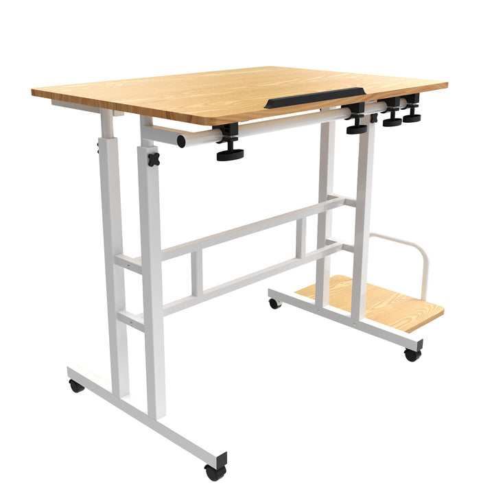 Maclean mobiele laptoptafel, wit, blad 80x60 cm, max. 50 kg, hoogteverstelling 67-115 cm, MC-124 W