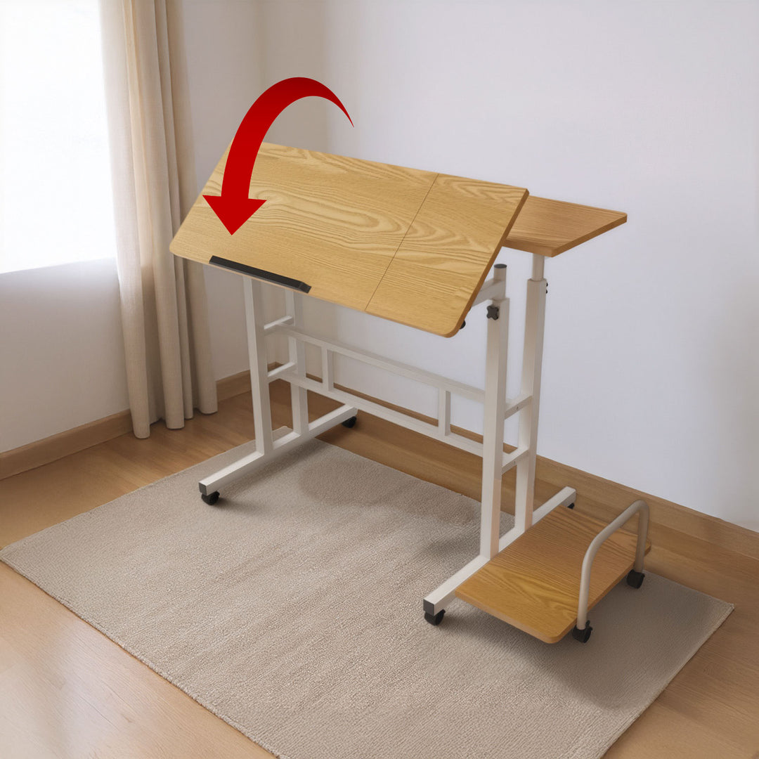 Maclean mobiele laptoptafel, wit, blad 80x60 cm, max. 50 kg, hoogteverstelling 67-115 cm, MC-124 W