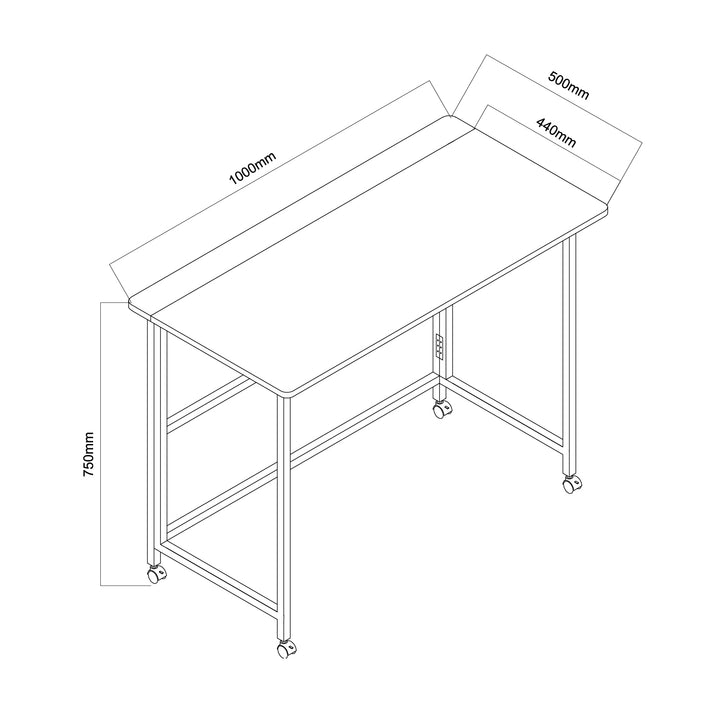 Maclean table pliante, noire, mobile, plateau 100x50cm, max. 50kg, MC-1250 B