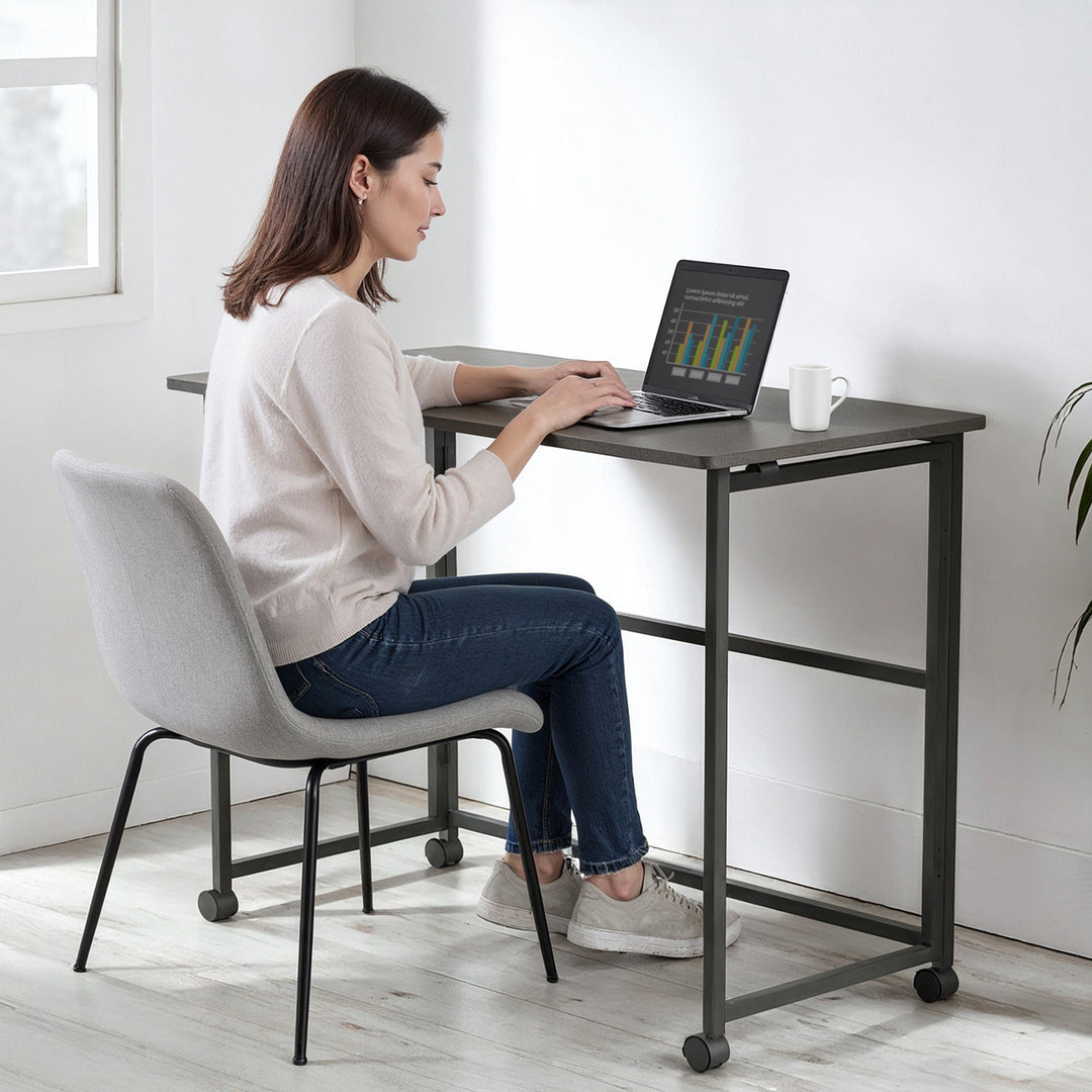 Maclean table pliante, noire, mobile, plateau 100x50cm, max. 50kg, MC-1250 B