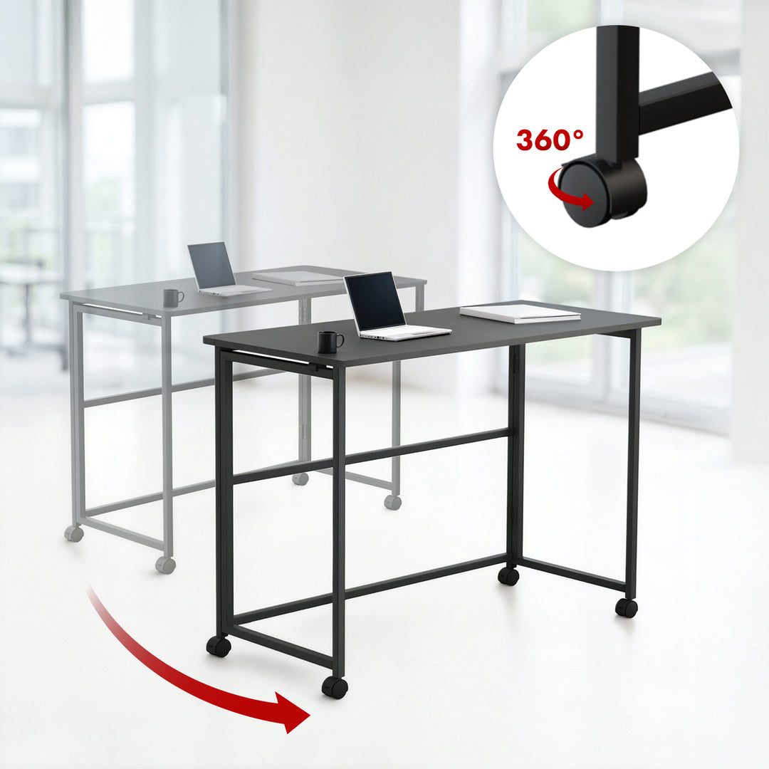 Maclean table pliante, noire, mobile, plateau 100x50cm, max. 50kg, MC-1250 B