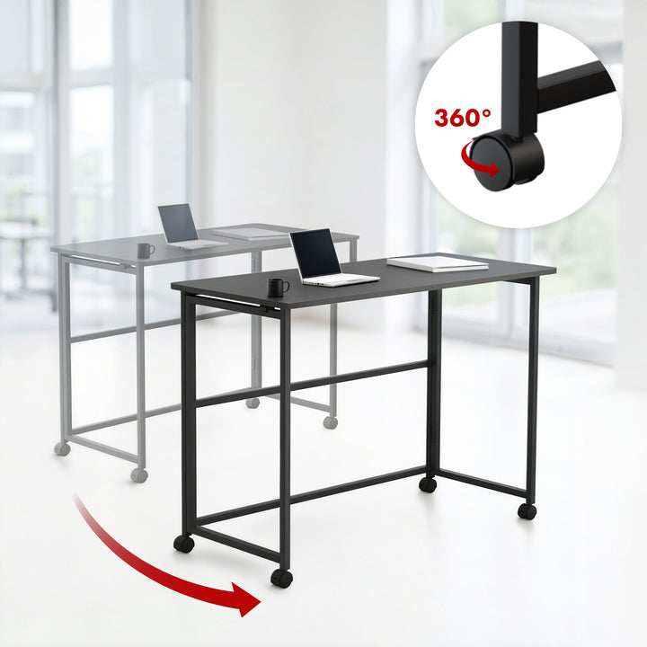 Maclean table pliante, noire, mobile, plateau 100x50cm, max. 50kg, MC-1250 B