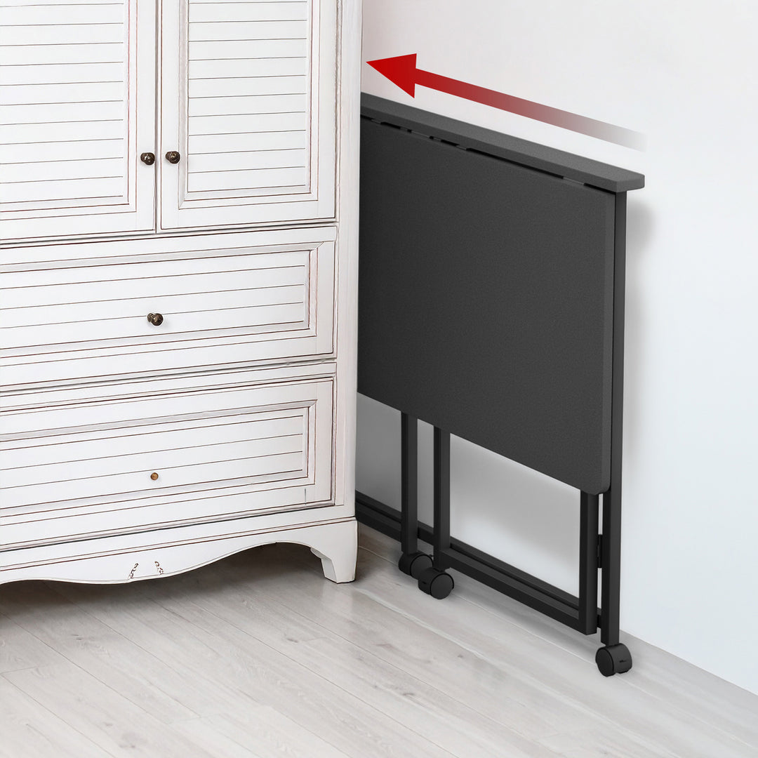 Maclean table pliante, noire, mobile, plateau 100x50cm, max. 50kg, MC-1250 B