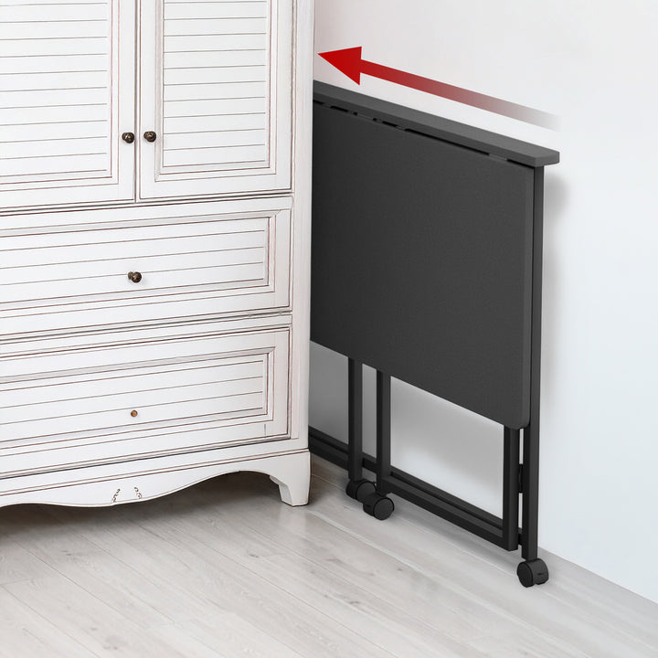 Maclean table pliante, noire, mobile, plateau 100x50cm, max. 50kg, MC-1250 B