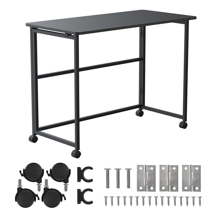 Maclean table pliante, noire, mobile, plateau 100x50cm, max. 50kg, MC-1250 B