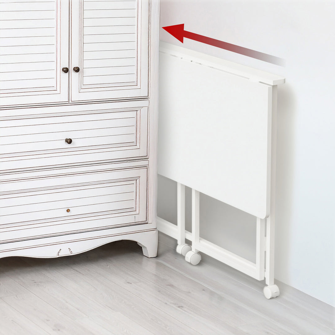 Table pliante Maclean, blanche, mobile, plateau 100x50cm, max. 50kg, MC-1250 W