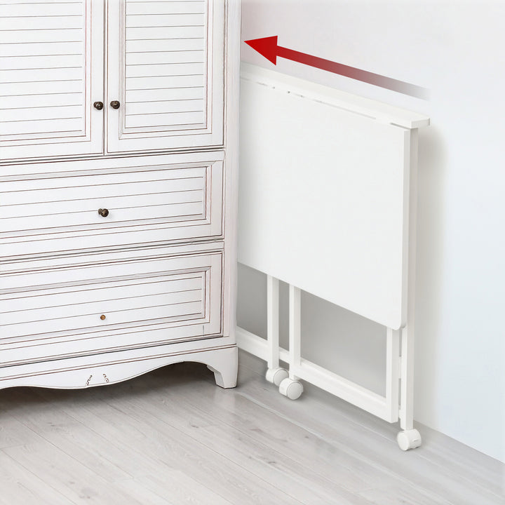 Table pliante Maclean, blanche, mobile, plateau 100x50cm, max. 50kg, MC-1250 W