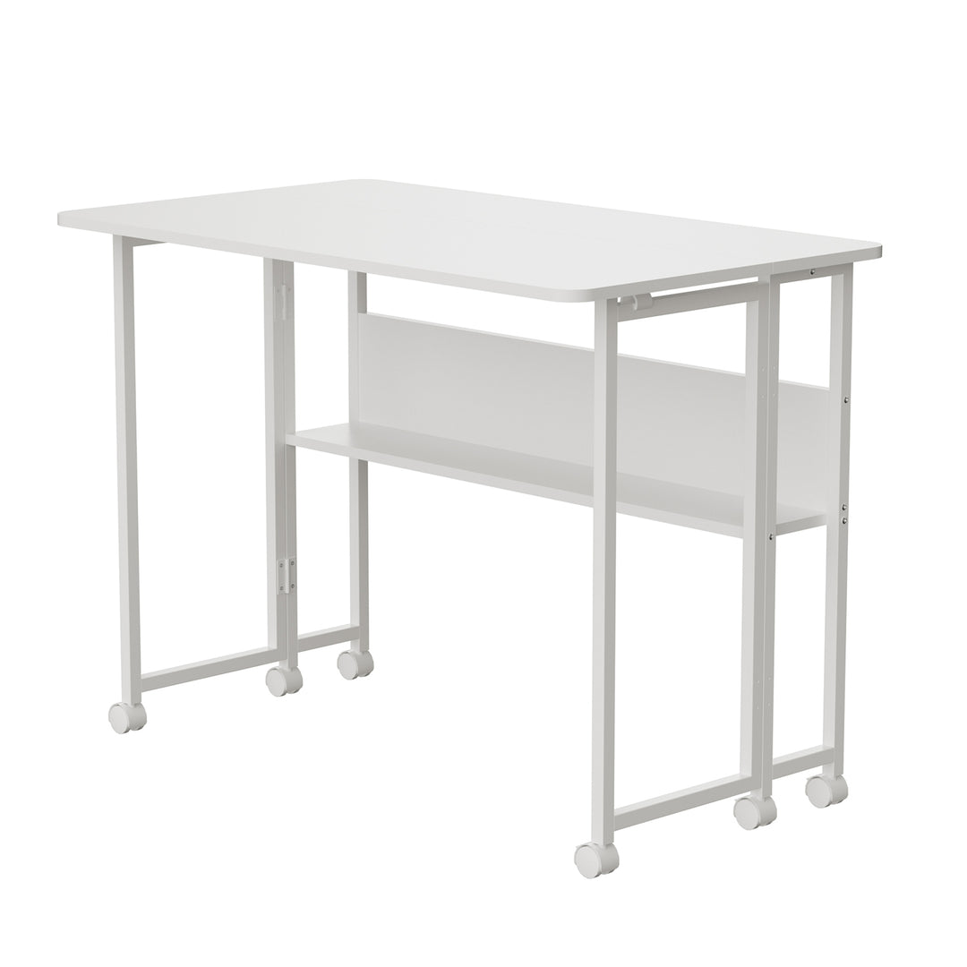 Table pliante Maclean, blanche, mobile, plateau 100x58cm, max. 50kg, MC-126 W