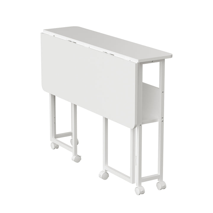 Table pliante Maclean, blanche, mobile, plateau 100x58cm, max. 50kg, MC-126 W