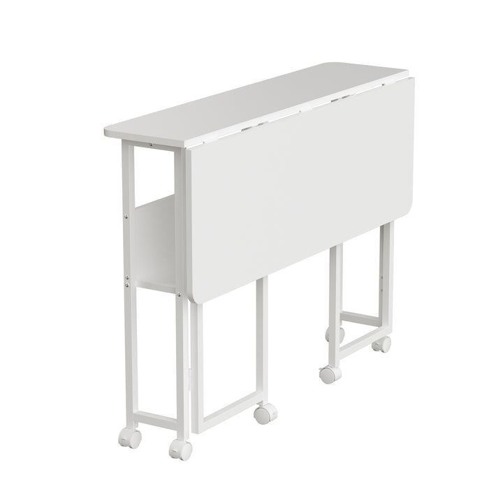 Table pliante Maclean, blanche, mobile, plateau 100x58cm, max. 50kg, MC-126 W