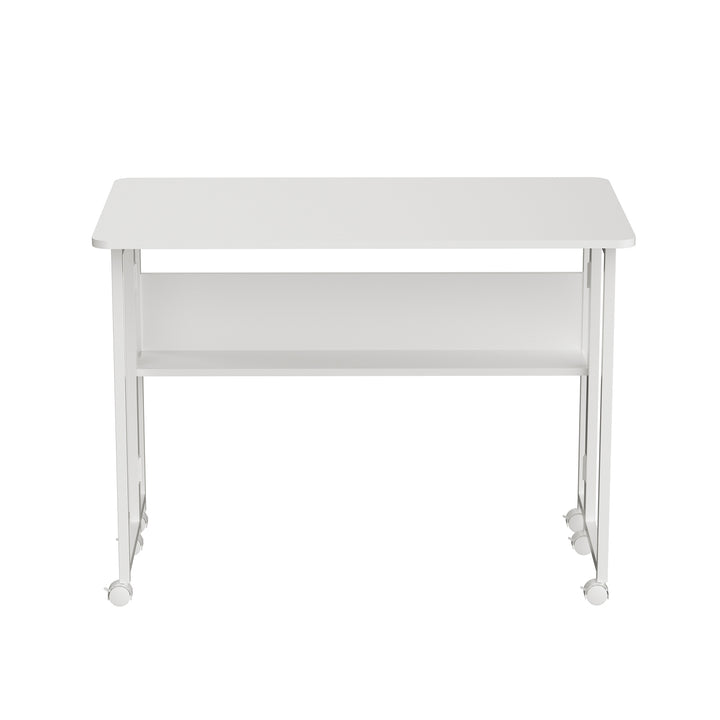 Table pliante Maclean, blanche, mobile, plateau 100x58cm, max. 50kg, MC-126 W