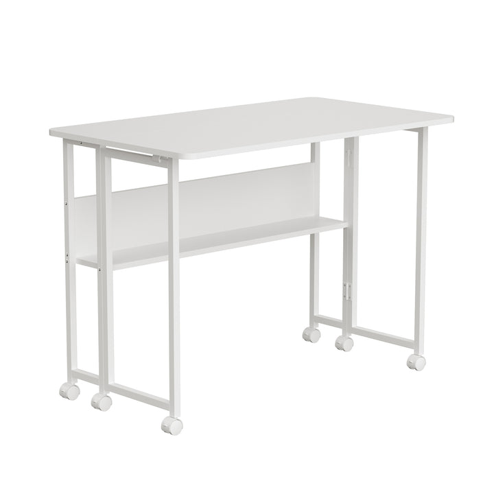 Table pliante Maclean, blanche, mobile, plateau 100x58cm, max. 50kg, MC-126 W