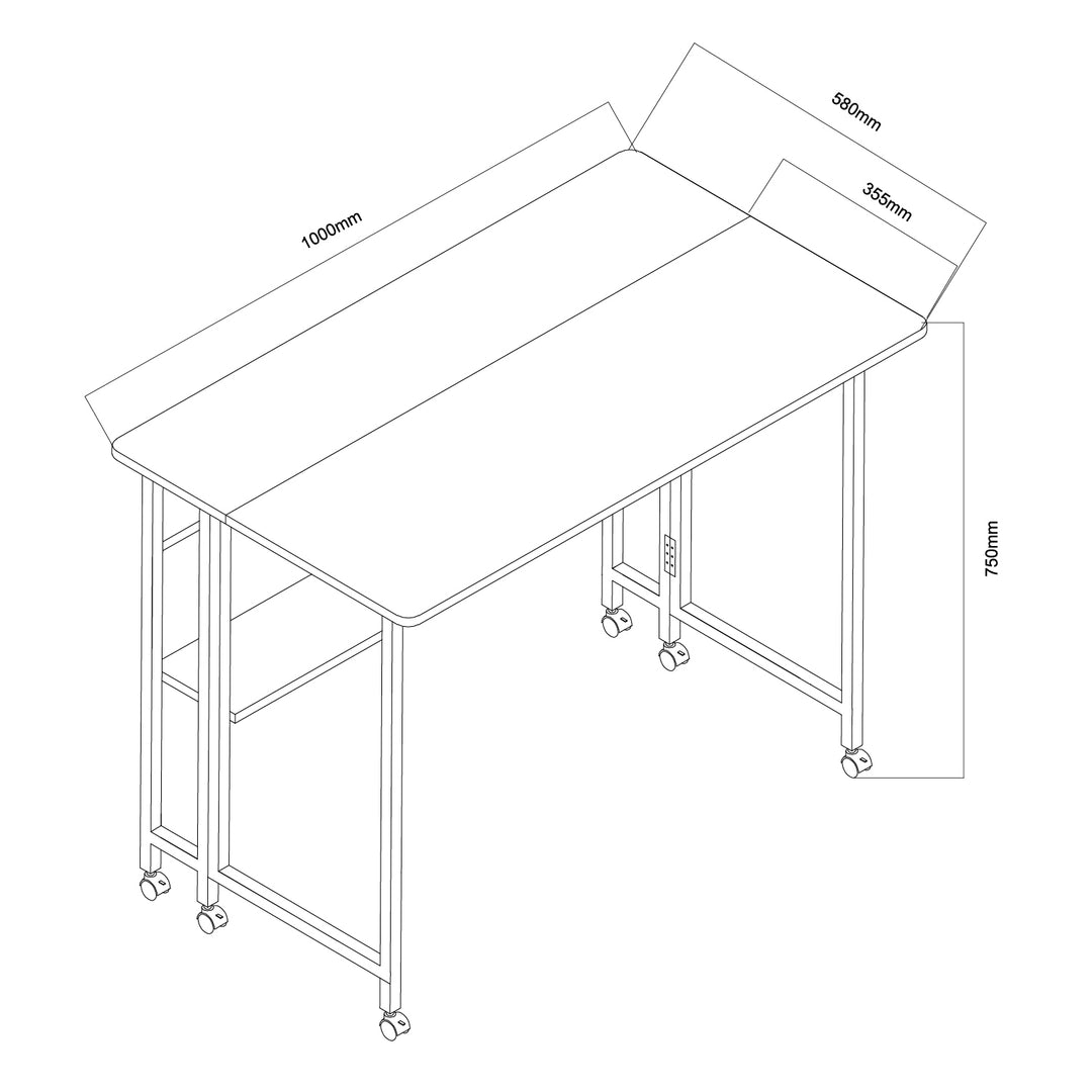Table pliante Maclean, blanche, mobile, plateau 100x58cm, max. 50kg, MC-126 W