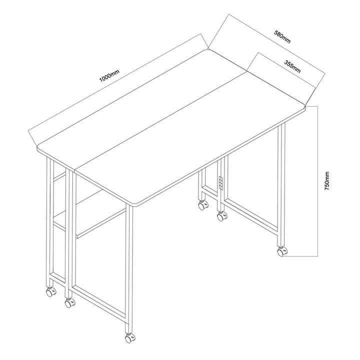 Table pliante Maclean, blanche, mobile, plateau 100x58cm, max. 50kg, MC-126 W