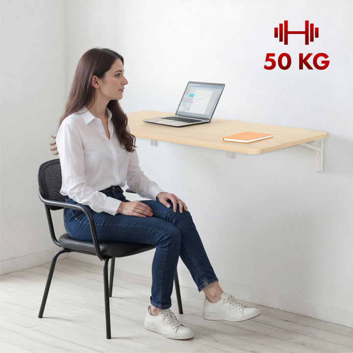 Maclean Tablette / plateau pliant, couleur bois clair, 100x40cm, max. 50 kg, MC-128 WD