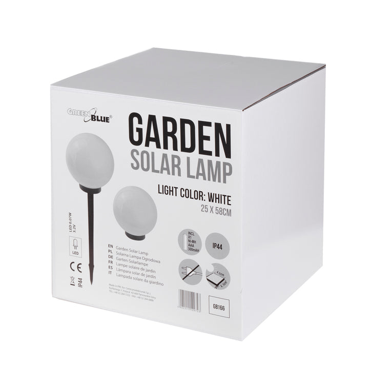 Lampe solaire GreenBlue, autoportante, jardin, sphère 25x25x58cm, LED blanche, GB166, 4 pièces