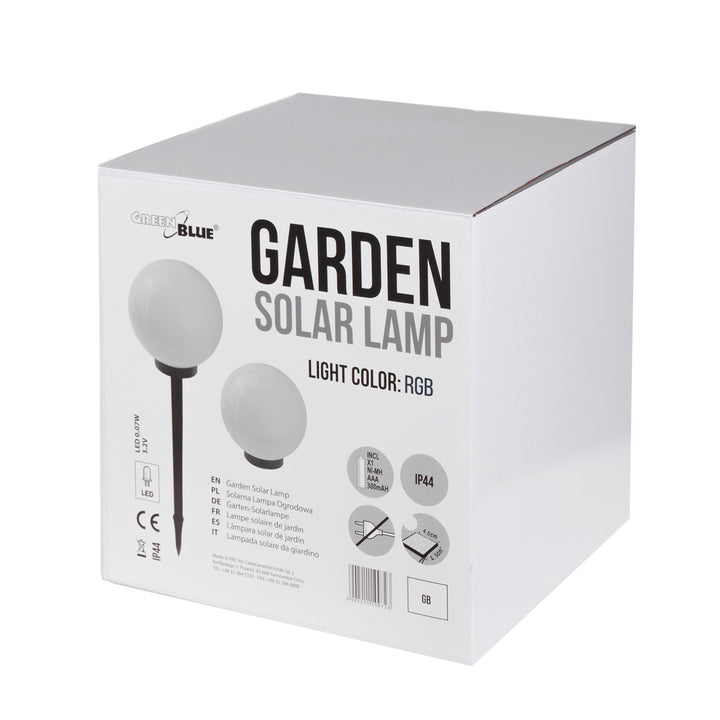 Lampe solaire GreenBlue, autoportante, jardin, sphère 25x25x58cm, RGB LED, GB165, 4 pièces