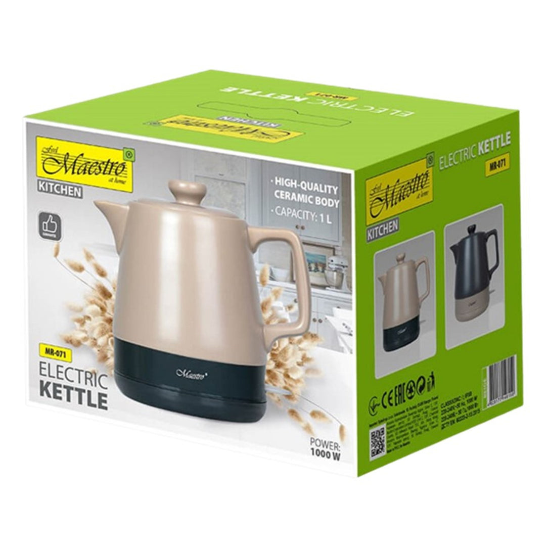 Bouilloire électrique en céramique 1l Maestro MR-071 Beige 1000W, prise UK