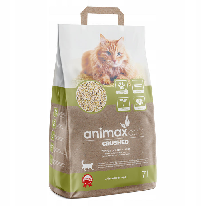 Litière agglomérante, classique, broyée, 7 litres + Litière agglomérante, thé vert, broyée, 7 litres, Animax