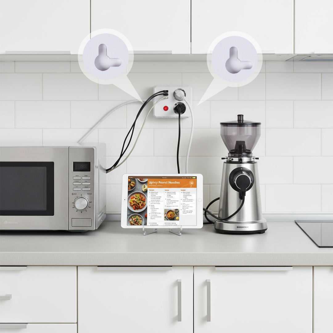 Multiprise Maclean, câble d'extension 2 prises + 3xUSB, 110-240V AC 50/60Hz, 2.1A max 2500W, 3 m, blanc, MCE388 W