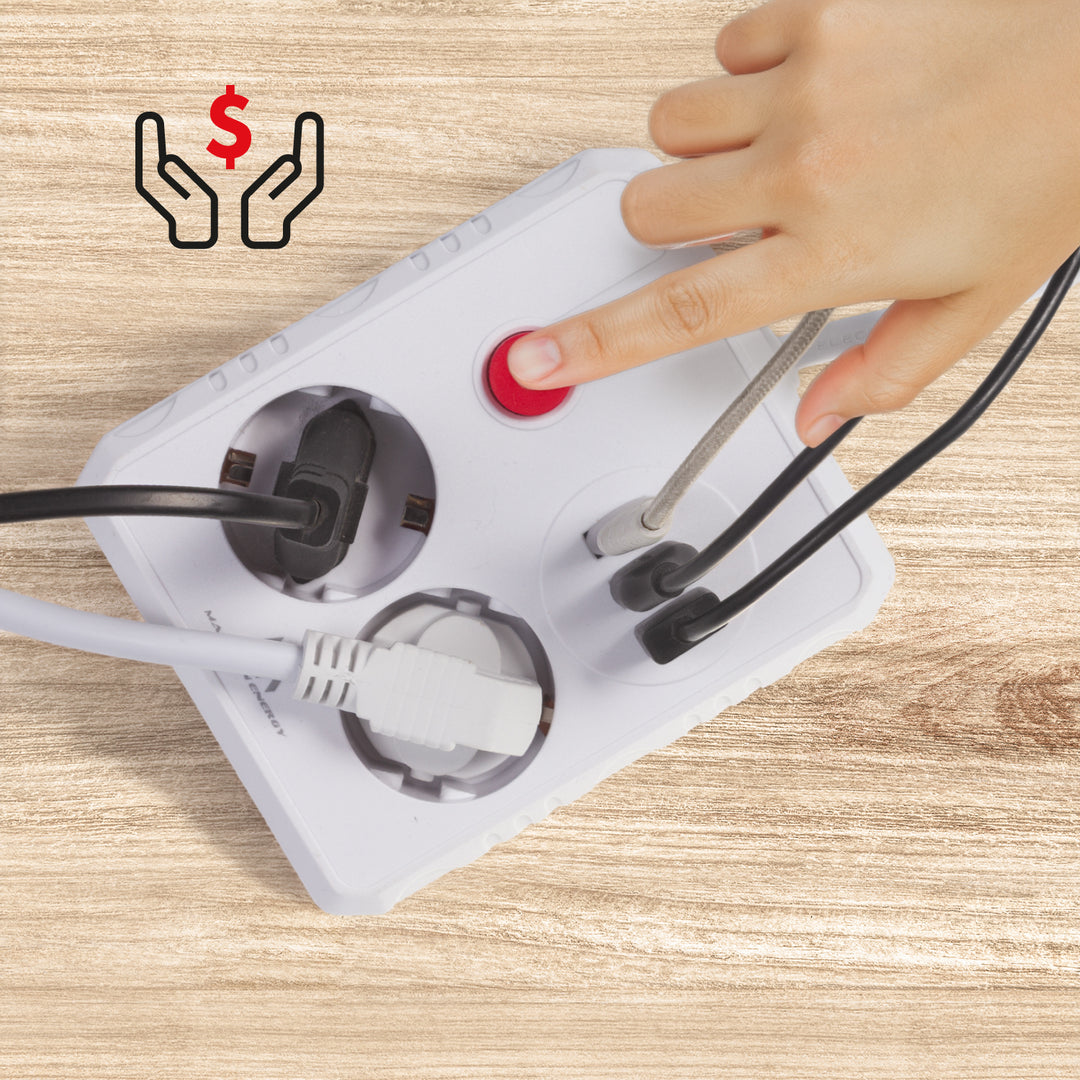 Multiprise Maclean, câble d'extension 2 prises + 3xUSB, 110-240V AC 50/60Hz, 2.1A max 2500W, 3 m, blanc, MCE388 W