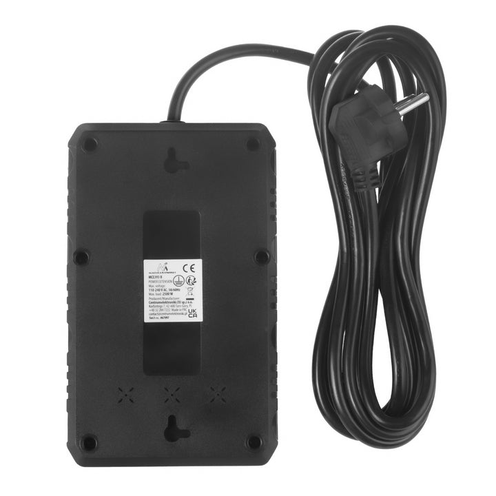 Multiprise Maclean, rallonge 4 prises + 3xUSB, 110-240V AC 50/60Hz, 2.1A max 2500W, 3m, noir, MCE393 B