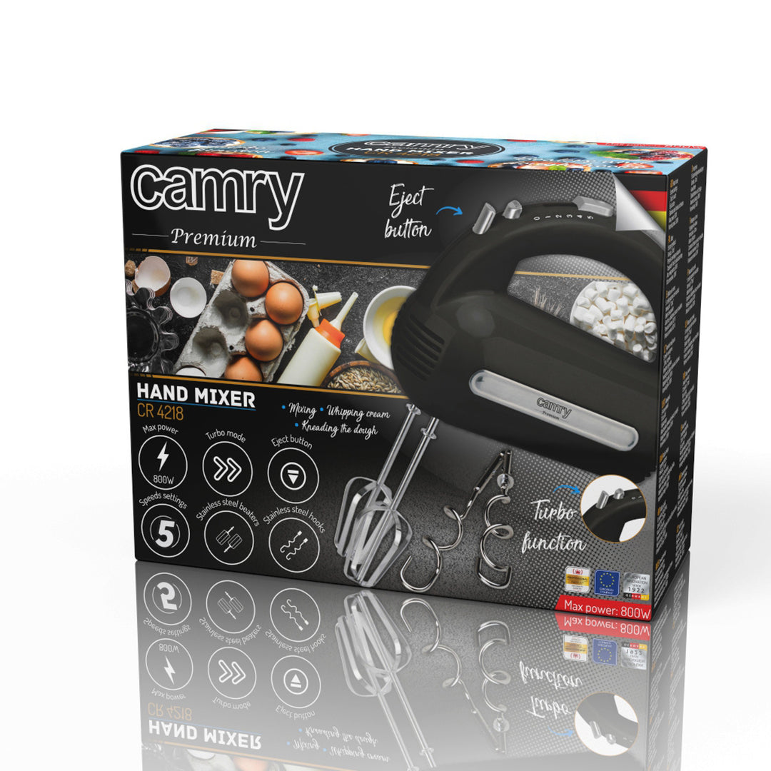 Batteur à main Camry, 800W, 5 vitesses, fonction Turbo, noir, CR 4218
