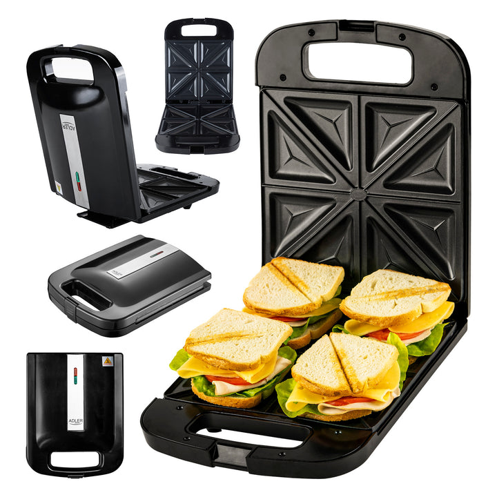 Adler AD 3055 noir 2000 Watt sandwich maker pour 4 sandwiches