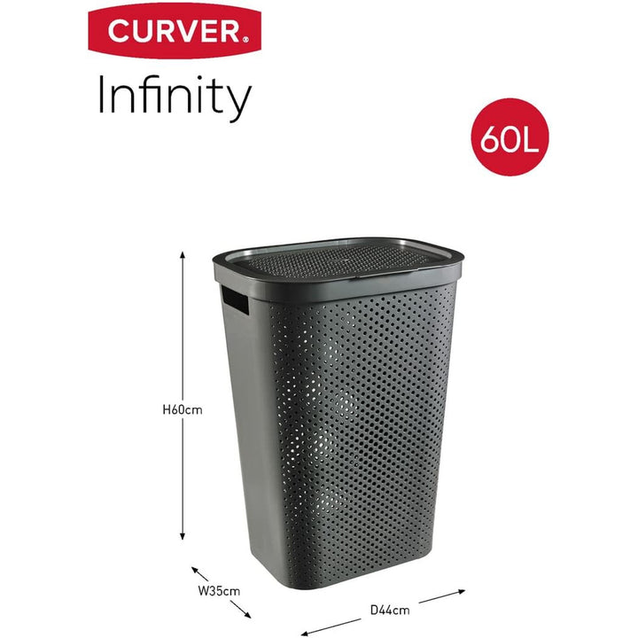 Curver Infinity Panier à linge recyclé 60L gris foncé