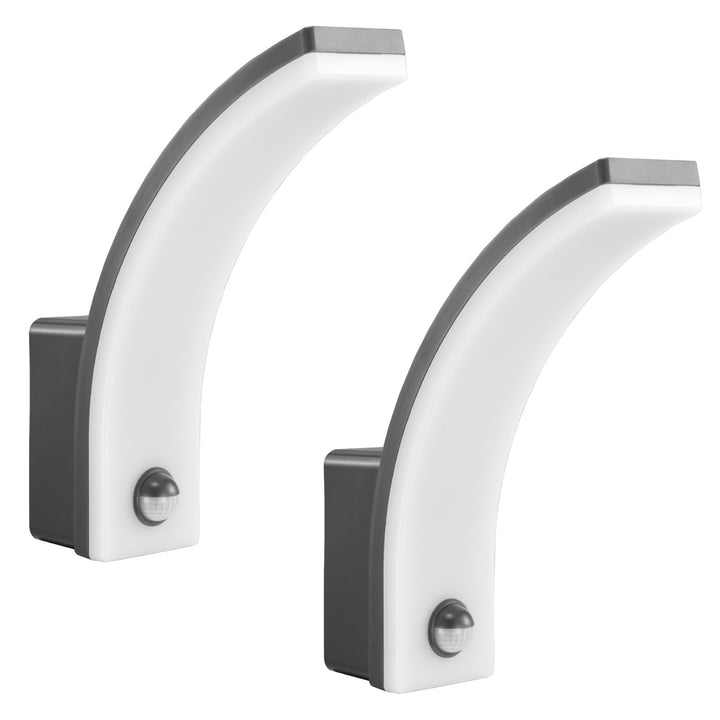 Détecteur de mouvement Maclean Lampe LED, détecteur de mouvement PIR, gris, 20W, IP65, 2000lm, blanc neutre (4000K) MCE512 GR, 2 pièces