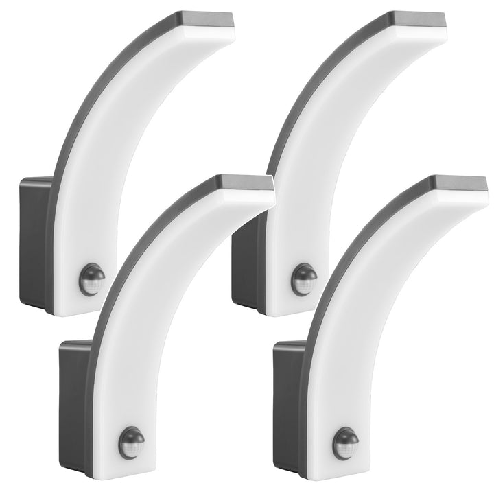 Détecteur de mouvement Maclean Lampe LED, détecteur de mouvement PIR, gris, 20W, IP65, 2000lm, blanc neutre (4000K) MCE512 GR, 4 pièces