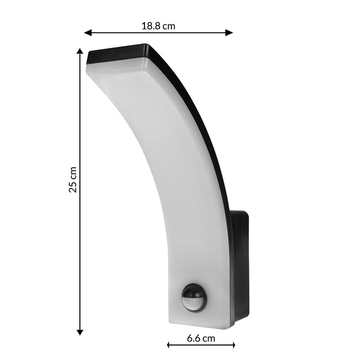 Détecteur de mouvement Maclean Lampe LED, détecteur de mouvement PIR, noir, 20W, IP65, 2000lm, blanc neutre (4000K) MCE512 B, 2 pièces