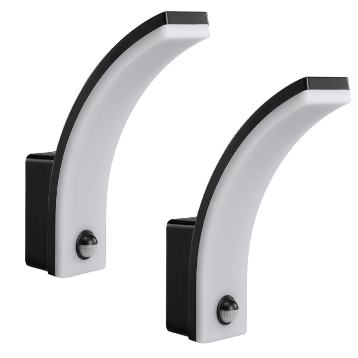 Détecteur de mouvement Maclean Lampe LED, détecteur de mouvement PIR, noir, 20W, IP65, 2000lm, blanc neutre (4000K) MCE512 B, 2 pièces