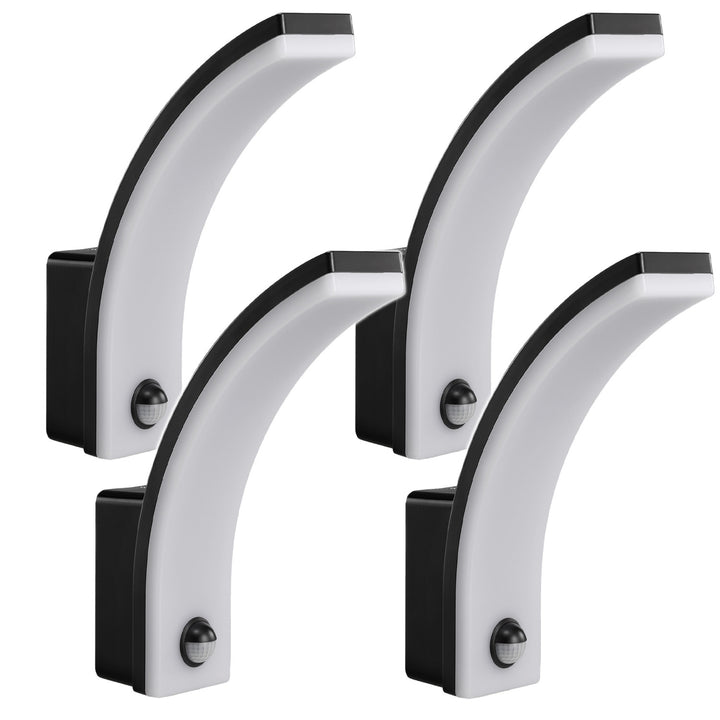Détecteur de mouvement Maclean Lampe LED, détecteur de mouvement PIR, noir, 20W, IP65, 2000lm, blanc neutre (4000K) MCE512 B, 4 pièces