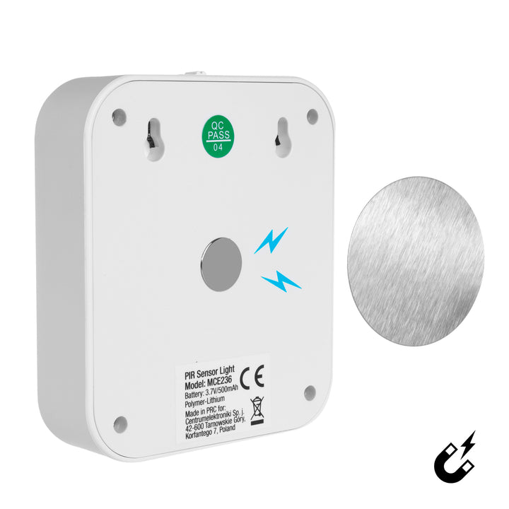Lampe d'escalier Maclean LED, avec détecteur de mouvement, temp. 4000K, 3.7V/500mAh, 4 LED, portée 3-4m, MCE236, 2 pièces