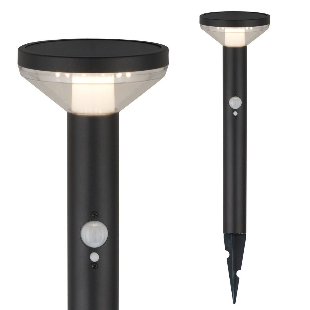 Lampe solaire LED Maclean, avec capteur, 3 modes, plug-in, Li-ion 18650, IP44, 3,7V, 1200 mAh, Noir, MCE465 B, 6 pièces