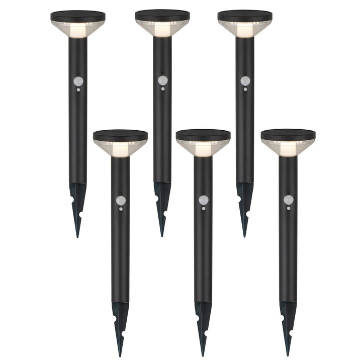 Lampe solaire LED Maclean, avec capteur, 3 modes, plug-in, Li-ion 18650, IP44, 3,7V, 1200 mAh, Noir, MCE465 B, 6 pièces