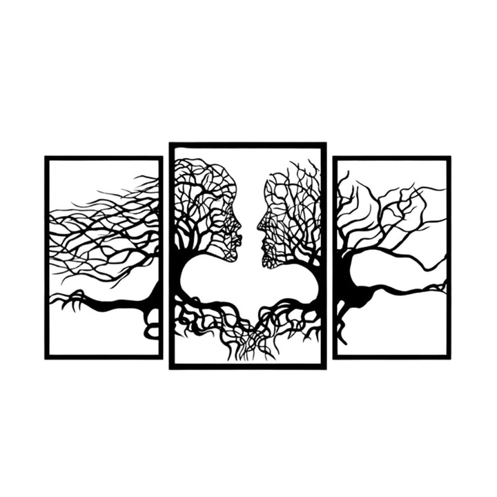 Tableau ajouré Eyoka, décoration murale 3D, tableau 3D "Visages d'arbres" 120x67cm Noir