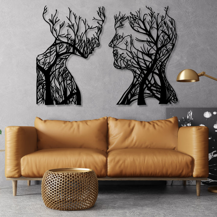 Tableau ajouré, décoration murale 3D, tableau 3D "Têtes d'arbres" 60x40cm Noir