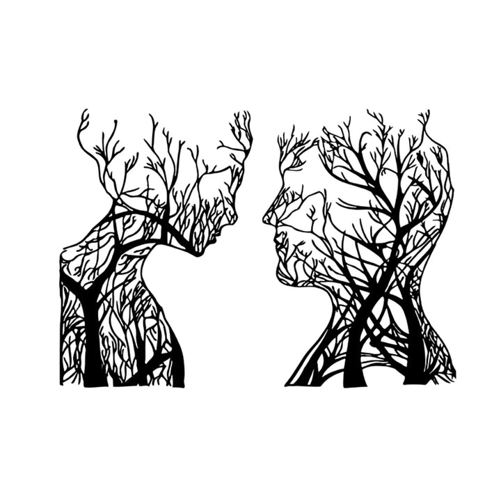 Tableau ajouré, décoration murale 3D, tableau 3D "Têtes d'arbres" 60x40cm Noir